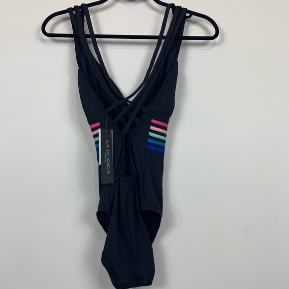 NWT La Blanca Multi Strap Cross Back Swimsuit - Picture 4 of 5